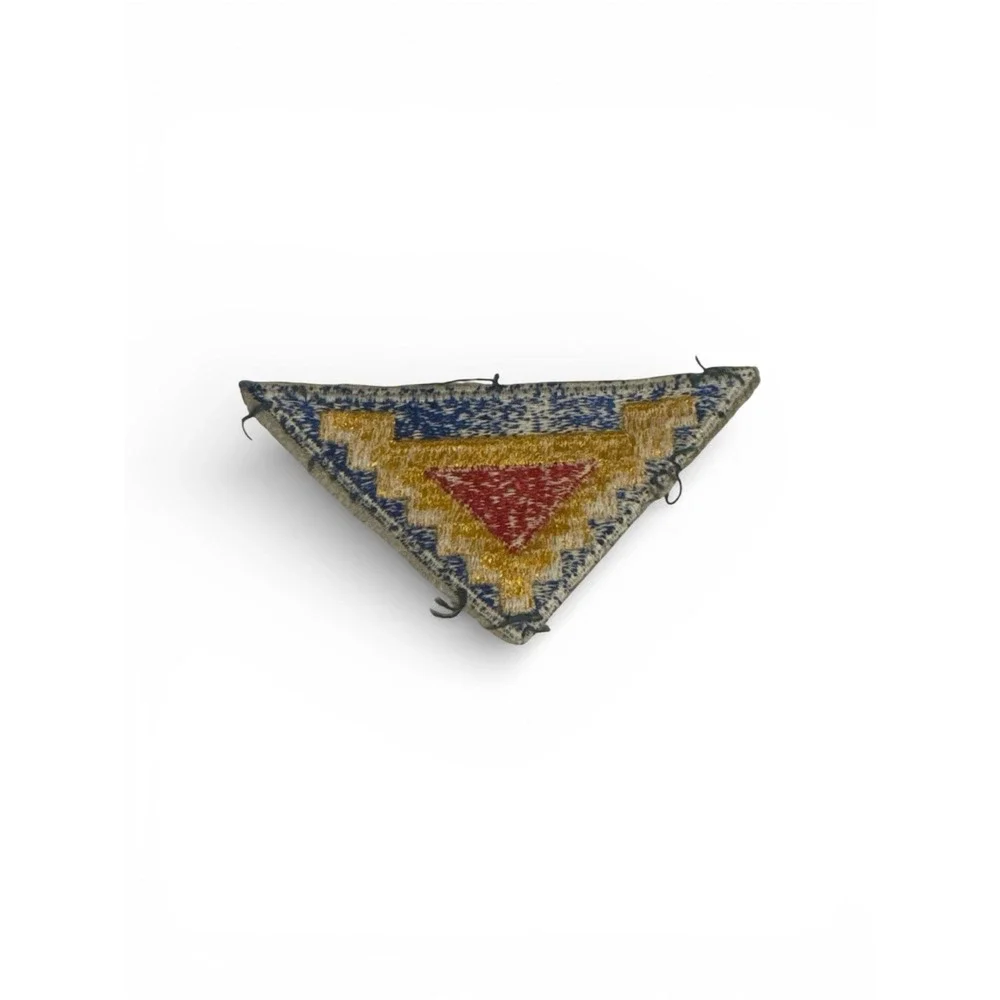 Vintage WWII US 7th Army Division Military Patch Old VTG Seven Steps Triangle - Picture 2 of 2